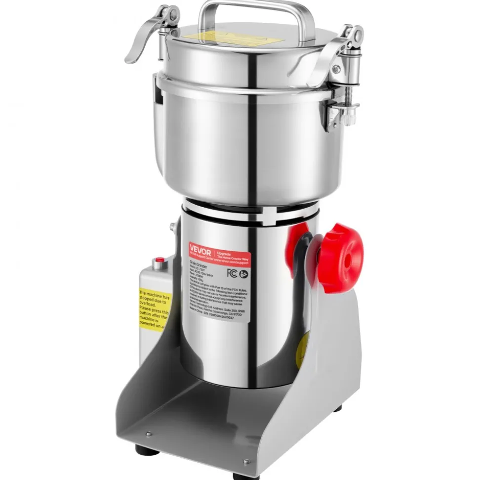 VEVOR 750g Electric Grain Mill Grinder, 2000W 28000RPM High Speed Spice Corn Dry Grinding Machine, Stainless Steel Pulverizer Powder Machine for Dried Grains Coffee Beans Spices Nuts (270° Swing Type)