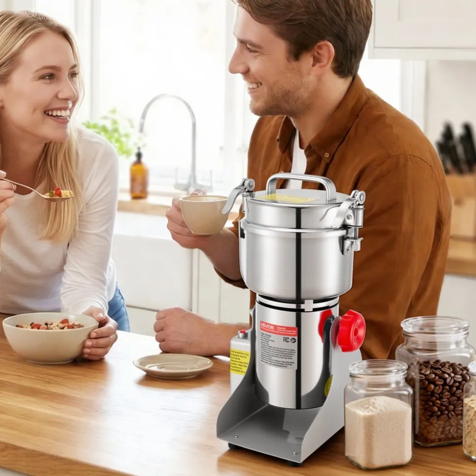 VEVOR 750g Electric Grain Mill Grinder, 2000W 28000RPM High Speed Spice Corn Dry Grinding Machine, Stainless Steel Pulverizer Powder Machine for Dried Grains Coffee Beans Spices Nuts (270° Swing Type)