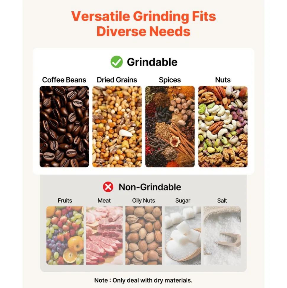 VEVOR 750g Electric Grain Mill Grinder, 2000W 28000RPM High Speed Spice Corn Dry Grinding Machine, Stainless Steel Pulverizer Powder Machine for Dried Grains Coffee Beans Spices Nuts (270° Swing Type)