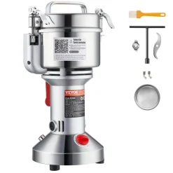 VEVOR 500g Electric Grain Mill Grinder, 2000W 28000RPM High Speed Spice Corn Dry Grinding Machine, Stainless Steel Pulverizer Powder Machine for Dried Grains Coffee Beans Spices Nuts (270° Swing Type)