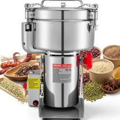 VEVOR 2000g Electric Grain Mill Grinder, 3400W 32000RPM High Speed Spice Corn Dry Grinding Machine, Stainless Steel Pulverizer Powder Machine for Dried Grains Coffee Beans Spices Nuts (270° Swing Type)