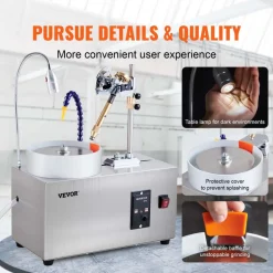 VEVOR Gem Faceting Machine, 180W Jade Grinding Polishing Machine 0-2980RPM Adjustable Rotating Speed, Rock Jewel Angle Polisher with Precise Mechanical Manipulator & Scale Gem Jade Stone Crystal