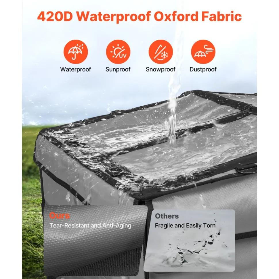 VEVOR Generator Cover, 34 x 26 x 21 Inch Waterproof Universal Generator Cover for Most Generators 3500-12000 Watt, Portable Generator Running Cover with Heavy Duty Thicken 420D Oxford Fabric, Grey