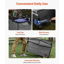 VEVOR Generator Cover, 34 x 26 x 21 Inch Waterproof Universal Generator Cover for Most Generators 3500-12000 Watt, Portable Generator Running Cover with Heavy Duty Thicken 420D Oxford Fabric, Grey