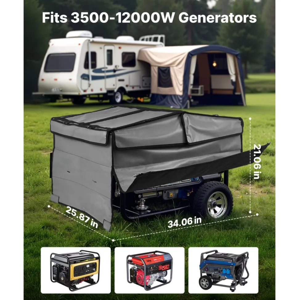 VEVOR Generator Cover, 34 x 26 x 21 Inch Waterproof Universal Generator Cover for Most Generators 3500-12000 Watt, Portable Generator Running Cover with Heavy Duty Thicken 420D Oxford Fabric, Grey