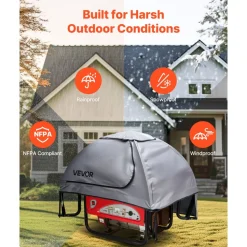 VEVOR Generator Cover, 36 x 26 x 26 Inch Waterproof  Generator Cover for Most Generators 70-108 Inches Perimeter, Portable Generator Running Cover with Heavy Duty Thicken Oxford Fabric, Grey