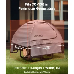VEVOR Generator Cover, 36 x 26 x 26 Inch Waterproof  Generator Cover for Most Generators 70-108 Inches Perimeter, Portable Generator Running Cover with Heavy Duty Thicken Oxford Fabric, Grey