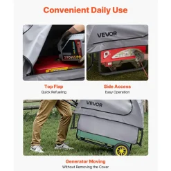 VEVOR Generator Cover, 36 x 26 x 26 Inch Waterproof  Generator Cover for Most Generators 70-108 Inches Perimeter, Portable Generator Running Cover with Heavy Duty Thicken Oxford Fabric, Grey