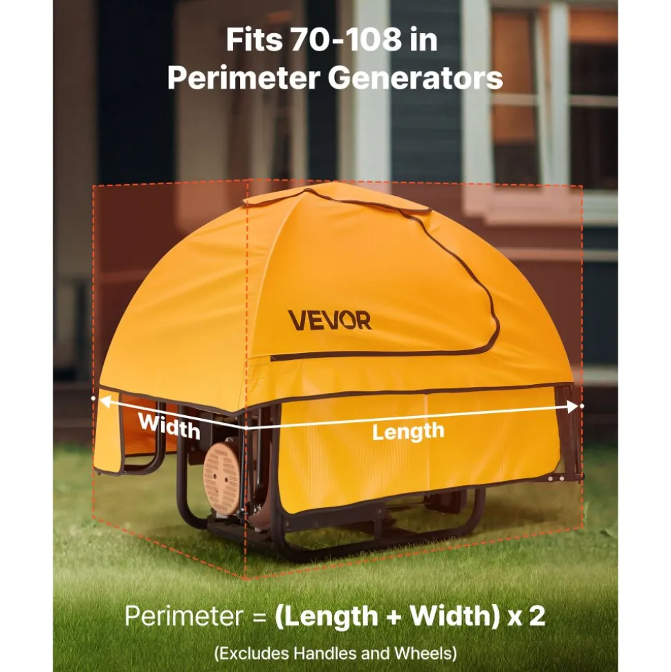 VEVOR Generator Cover, 36 x 26 x 26 Inch Waterproof Universal Generator Cover for Most Generators 70-108 Inch Perimeter, Portable Generator Running Cover with Heavy Duty Thicken Oxford Fabric, Yellow