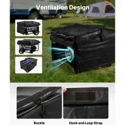 VEVOR Generator Cover, 34 x 26 x 21 Inch Waterproof Universal Generator Cover for Most Generators 3500-12000 Watt, Portable Generator Running Cover with Heavy Duty Thicken 420D Oxford Fabric, Black