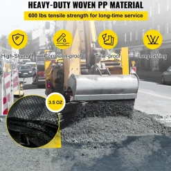 VEVOR Geotextile Fabric, 12.5 x 30 ft 3.5oz Woven PP Driveway Drain Cloth with 600lbs Tensile Strength, Heavy Duty Underlayment for Soil Stabilization, Landscaping, Weed Barrier, 12.5FT30FT-3.5OZ, Bla