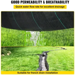 VEVOR Geotextile Fabric, 12.5 x 30 ft 3.5oz Woven PP Driveway Drain Cloth with 600lbs Tensile Strength, Heavy Duty Underlayment for Soil Stabilization, Landscaping, Weed Barrier, 12.5FT30FT-3.5OZ, Bla