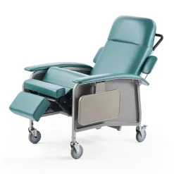 VEVOR Geri Chair Recliner, 4-Position Reclining Geri Chair, Trendelenburg Medical Recliner Chair with 4 Wheels, Soft Padded Seat & 2 Trays for Hospital, Nursing Home, Geriatric Home Care