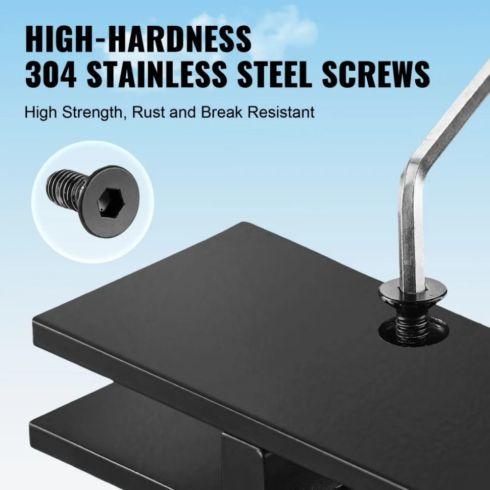 VEVOR Glass Clamp, 4 PCS Rectangle Glass Railing Bracket for 0.31 "-0.47 " Tempered Glass, 304 Stainless Steel Glass Mounting Clamp, 0.2” Thick Glass Shelf Bracket for Balcony, Garden, Pool, Stair