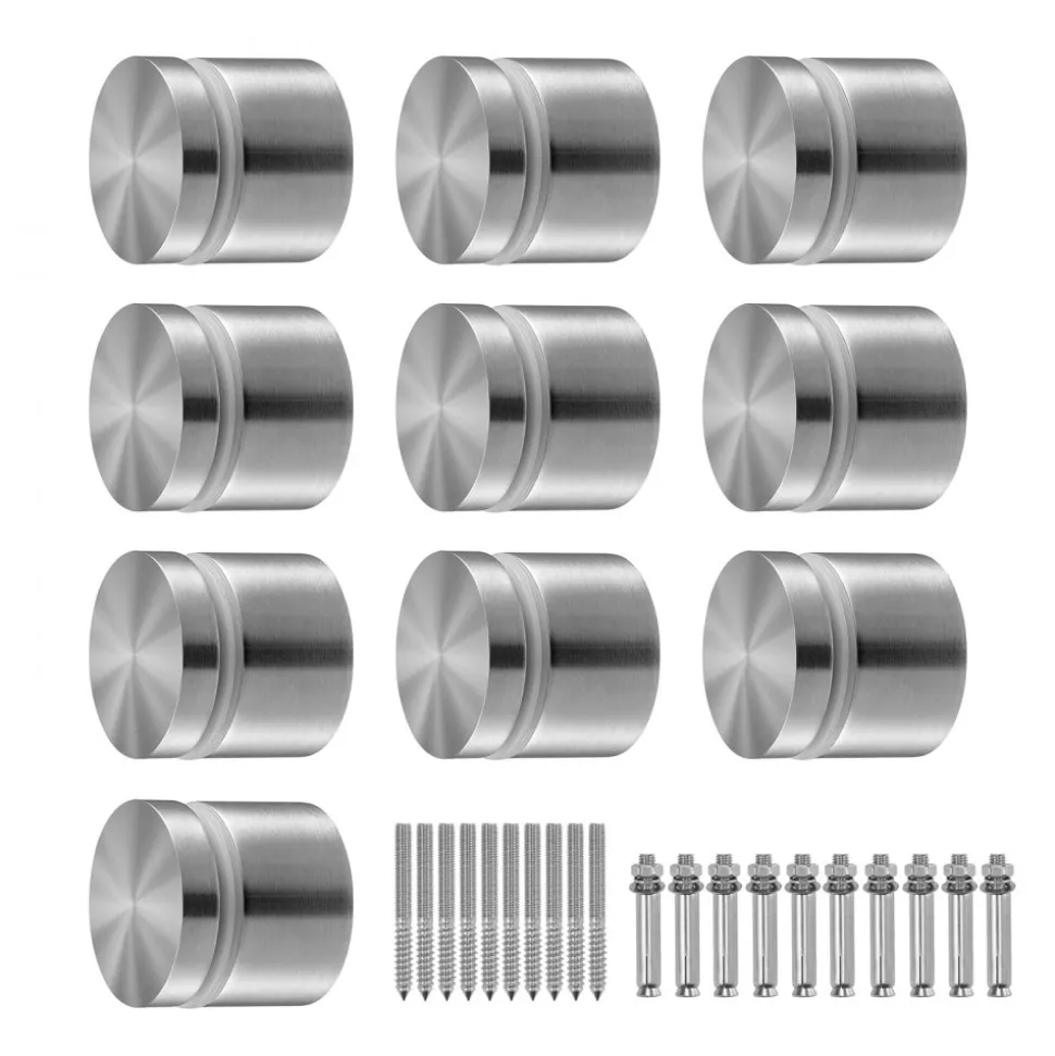 VEVOR Glass Clamp, 10 PCS Round Glass Railing Bracket for 0.31 "-0.62 " Tempered Glass, 316 Stainless Steel Glass Mounting Clamp, Glass Shelf Bracket for Balcony, Garden, Pool, Stair, Silver
