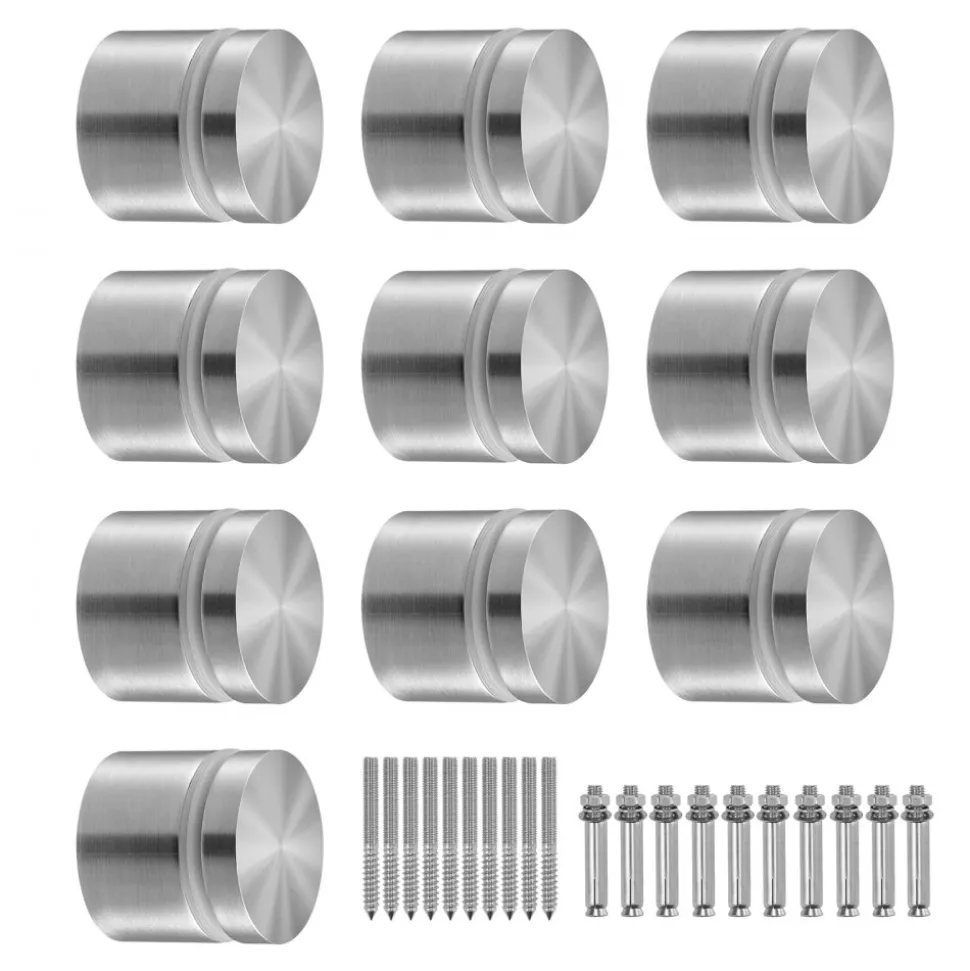 VEVOR Glass Clamp, 10 PCS Round Glass Railing Bracket for 0.31 "-0.62 " Tempered Glass, 316 Stainless Steel Glass Mounting Clamp, Glass Shelf Bracket for Balcony, Garden, Pool, Stair, Silver