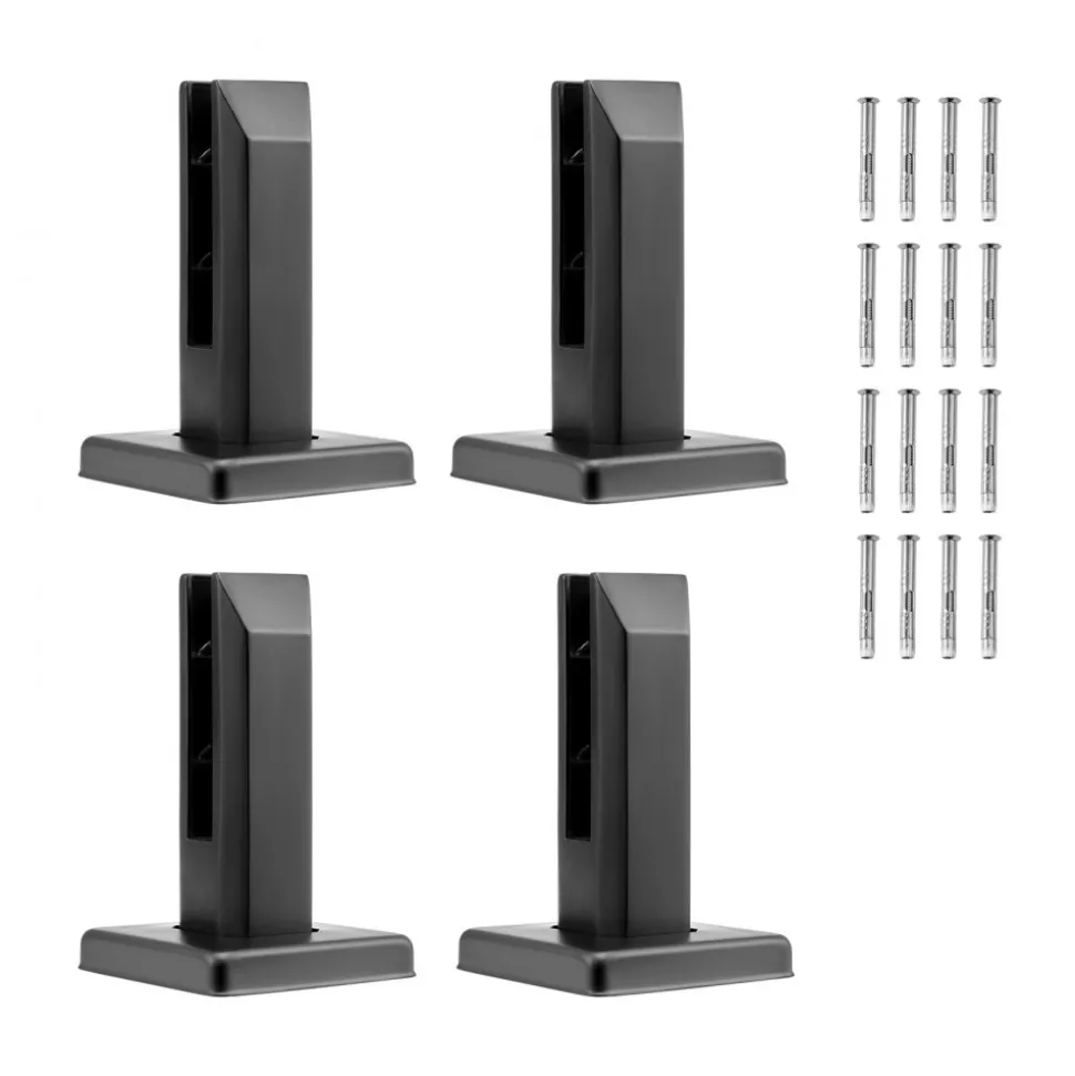 VEVOR Glass Clamp, 4 PCS Square Glass Railing Bracket for 0.31 "-0.47 " Tempered Glass, 304 Stainless Steel Glass Mounting Clamp, 0.12” Thick Glass Shelf Bracket for Balcony, Garden, Deck, Stair