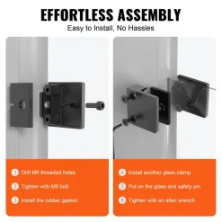 VEVOR Glass Clamp, 40 PCS Square Glass Railing Bracket for 0.31 