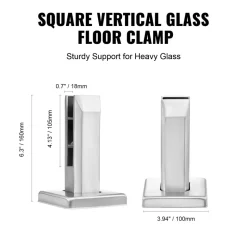 VEVOR Glass Clamp, 10 PCS Square Glass Railing Bracket for 0.31 