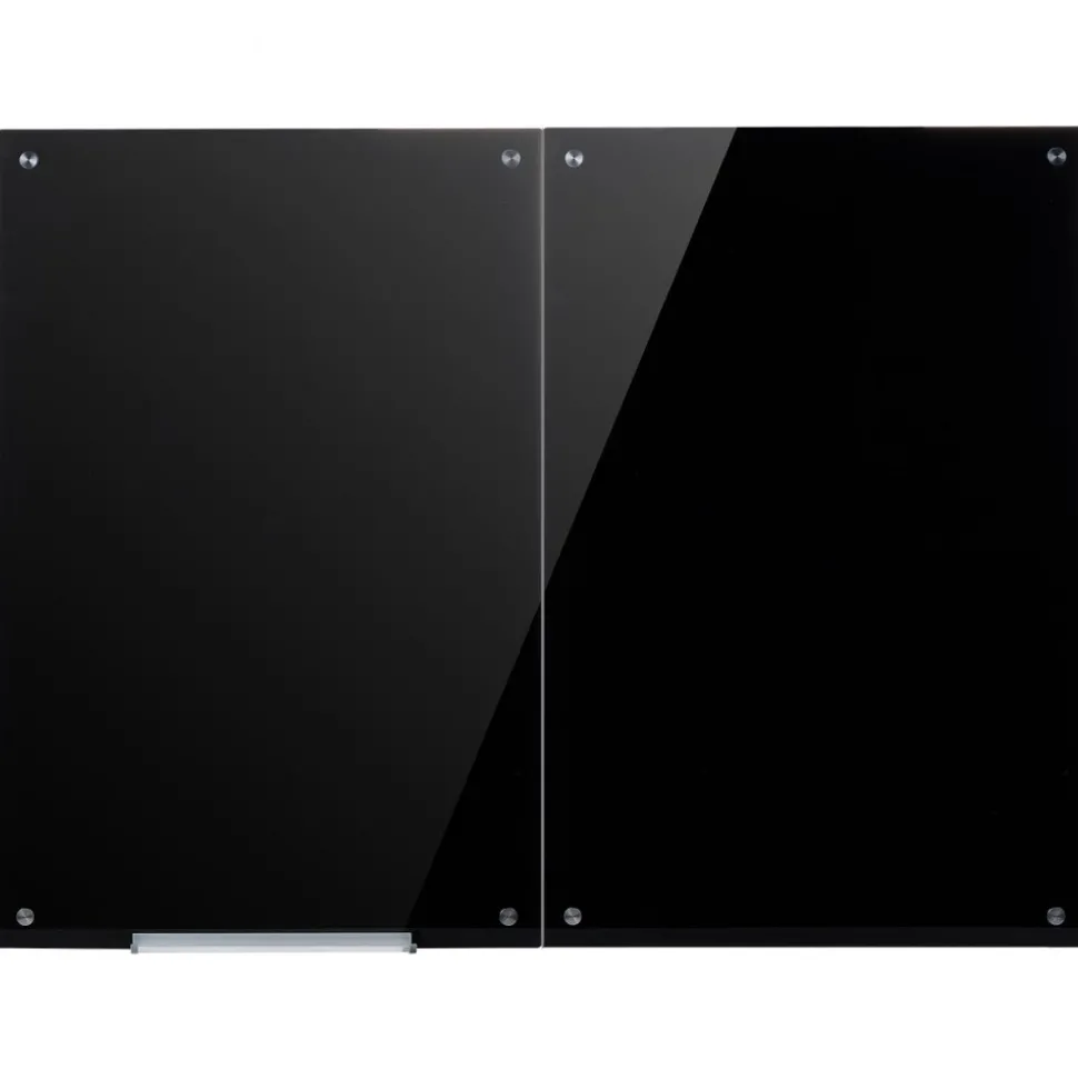VEVOR Glass Dry Erase Board 2 Pack 35.4 x 23.6 in Black Magnetic Whiteboard, Wall-Mounted, Frameless, Thick Tempered Glass, with Markers, Magnets and Eraser, for Office, School Classroom, Home Study