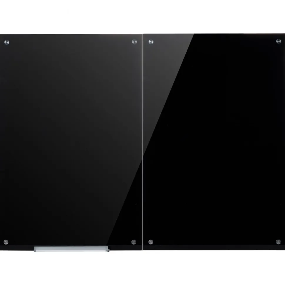 VEVOR Glass Dry Erase Board 2 Pack 35.4 x 23.6 in Black Magnetic Whiteboard, Wall-Mounted, Frameless, Thick Tempered Glass, with Markers, Magnets and Eraser, for Office, School Classroom, Home Study