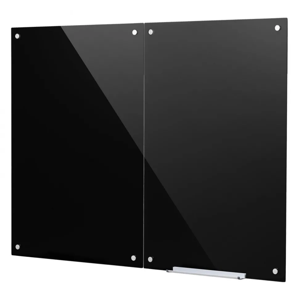 VEVOR Glass Dry Erase Board 2 Pack 35.4 x 23.6 in Black Magnetic Whiteboard, Wall-Mounted, Frameless, Thick Tempered Glass, with Markers, Magnets and Eraser, for Office, School Classroom, Home Study
