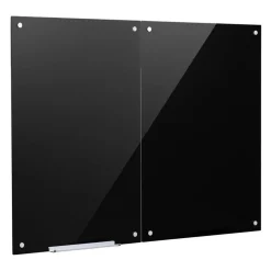 VEVOR Glass Dry Erase Board 2 Pack 35.4 x 23.6 in Black Magnetic Whiteboard, Wall-Mounted, Frameless, Thick Tempered Glass, with Markers, Magnets and Eraser, for Office, School Classroom, Home Study
