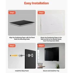 VEVOR Glass Dry Erase Board 2 Pack 35.4 x 23.6 in Black Magnetic Whiteboard, Wall-Mounted, Frameless, Thick Tempered Glass, with Markers, Magnets and Eraser, for Office, School Classroom, Home Study