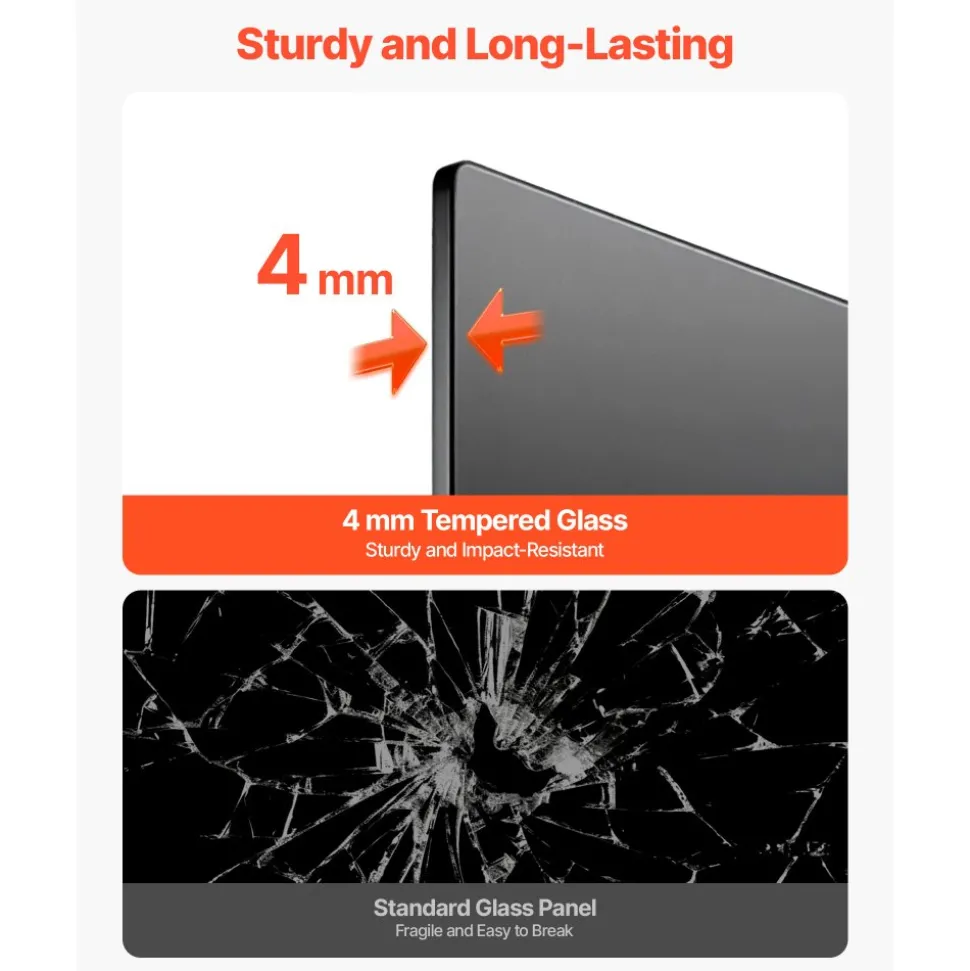 VEVOR Glass Dry Erase Board 2 Pack 35.4 x 23.6 in Black Magnetic Whiteboard, Wall-Mounted, Frameless, Thick Tempered Glass, with Markers, Magnets and Eraser, for Office, School Classroom, Home Study