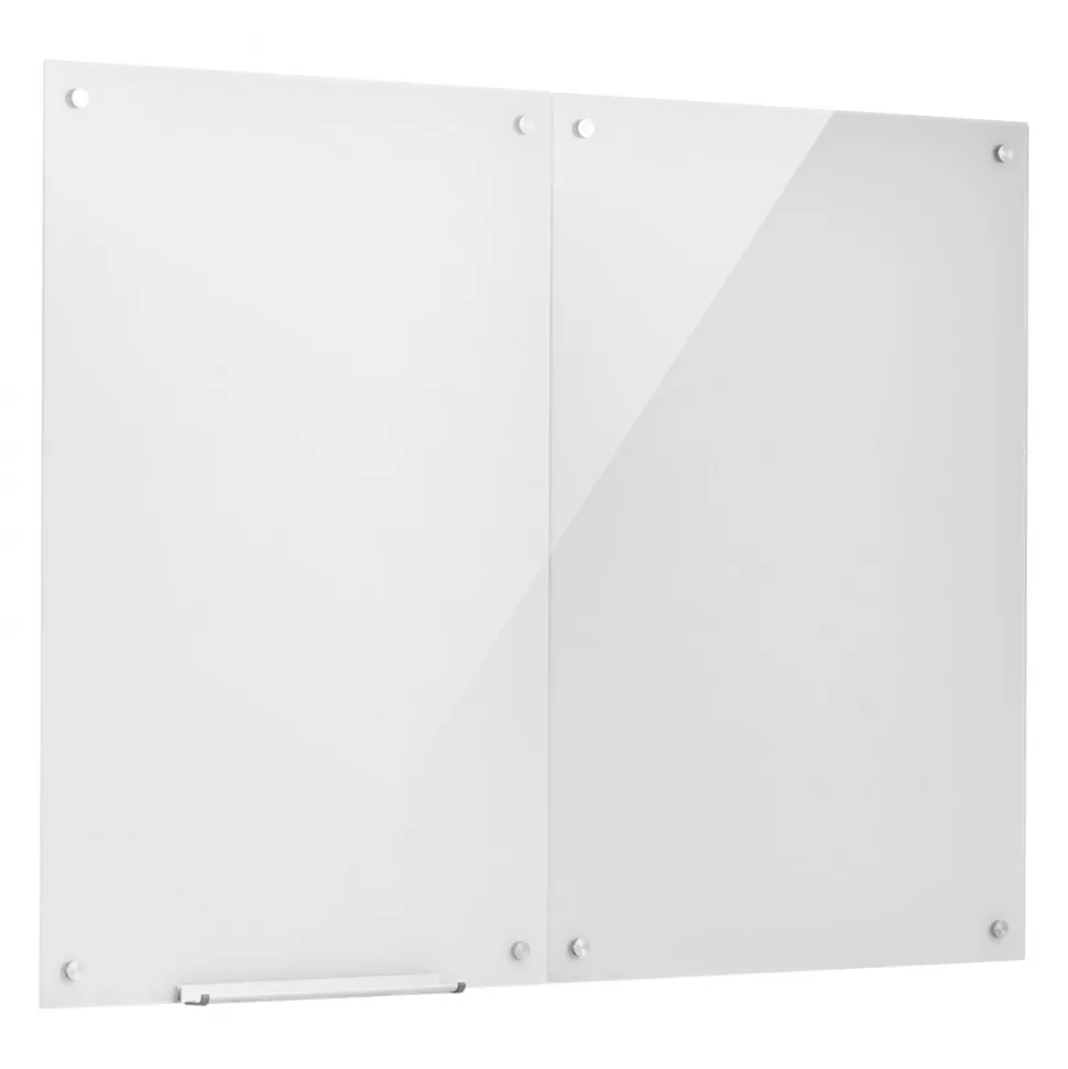 VEVOR Glass Dry Erase Board 2 Pack 35.4 x 23.6 in White Magnetic Whiteboard, Wall-Mounted, Frameless, Thick Tempered Glass, with Markers, Magnets and Eraser, for Office, School Classroom, Home Study