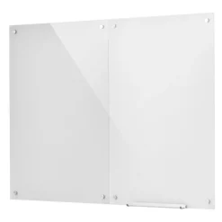 VEVOR Glass Dry Erase Board 2 Pack 35.4 x 23.6 in White Magnetic Whiteboard, Wall-Mounted, Frameless, Thick Tempered Glass, with Markers, Magnets and Eraser, for Office, School Classroom, Home Study