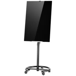 VEVOR Glass Dry Erase Board 35.4 x 23.6 in Magnetic Whiteboard Round Base, Frameless, Mobile with Stand and Wheels, Includes Markers, Magnets and Eraser, for Office, School Classroom, Home, Black