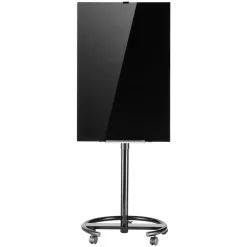 VEVOR Glass Dry Erase Board 35.4 x 23.6 in Magnetic Whiteboard Round Base, Frameless, Mobile with Stand and Wheels, Includes Markers, Magnets and Eraser, for Office, School Classroom, Home, Black