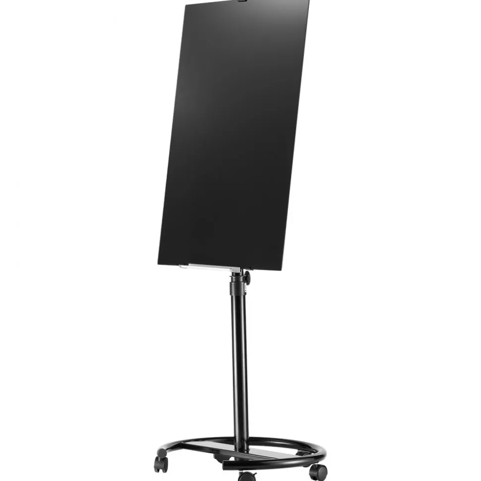 VEVOR Glass Dry Erase Board 35.4 x 23.6 in Magnetic Whiteboard Round Base, Frameless, Mobile with Stand and Wheels, Includes Markers, Magnets and Eraser, for Office, School Classroom, Home, Black