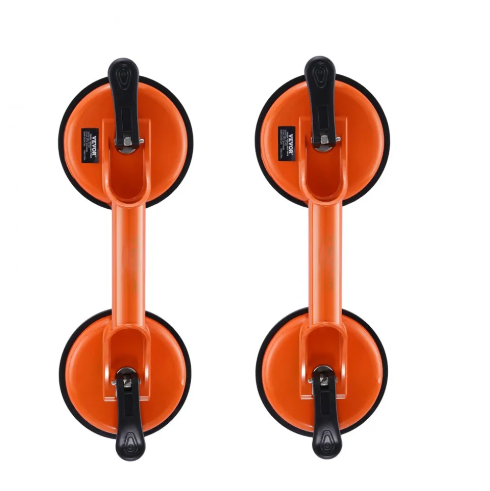 VEVOR Glass Suction Cup, 4.7" 2 Pack 330 lbs Load Capacity, Vacuum Suction Cup with Aluminum Handle, Heavy Duty Industrial Suction Cup Lifter Tool for Glass, Granite, Tile, Metal, Wood Panel Lifting