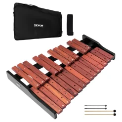 VEVOR Glockenspiel Xylophone, 25 Notes, Wooden Professional Xylophone Percussion Instrument, with 4 Mallets, Carrying Bag, Beginner Glockenspiel Musical Instrument Kit for Adults and Kids Students