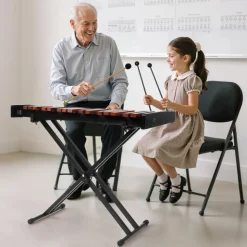 VEVOR Glockenspiel Xylophone, 37 Notes, Wooden Professional Xylophone Percussion Instrument, with Height Adjustable Stand, 4 Mallets, Carrying Bag, Beginner Musical Instrument Kit for Adults and Kids