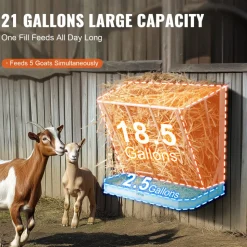 VEVOR Goat Hay Feeder, 21 Gallons Large Capacity, 2 in 1 Hay and Grain Feeder, Wall Mounted Livestock Feeder with Feed Tray, Multiple Sided Goat Hay Rack, Sturdy Steel Hay Rack for Sheep Horses