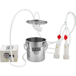 VEVOR Goat Milking Machine, 0.8 Gal / 3 L Food-Grade Stainless Steel Bucket, with 5200 mAh Rechargeable Battery, 2 Teat Cups, Cordless Portable Pulsation Vaccum Electric Milking Machine for Goats Only