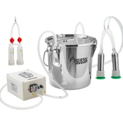 VEVOR Goat Milking Machine, 3.2 Gal / 12 L Food-Grade Stainless Steel Bucket, 4 Teat Cups for Cows and Goats, with 8000 mAh Rechargeable Battery, Electric Pulsation Milking Machine Portable Milker