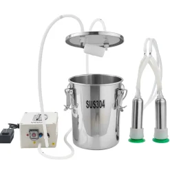 VEVOR Goat Milking Machine, 1.8 Gal / 7 L Food-Grade Stainless Steel Bucket, 4 Teat Cups for Cows and Goats, with 8000 mAh Rechargeable Battery, Electric Pulsation Milking Machine Portable Milker