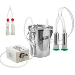 VEVOR Goat Milking Machine, 1.8 Gal / 7 L Food-Grade Stainless Steel Bucket, 4 Teat Cups for Cows and Goats, with 8000 mAh Rechargeable Battery, Electric Pulsation Milking Machine Portable Milker