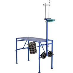 VEVOR Goat Milking Stand, 600 lbs Heavy Duty Foldable Goat Stand with Feed Bin & Wheels, Adjustable Headpiece & Tool Basket, Stanchion for Grooming & Hoof Trimming, Metal Livestock Platform for Sheep