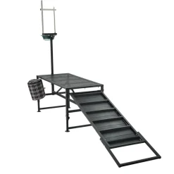 VEVOR Goat Milking Stand, 600 lbs Heavy Duty Goat Stand with Ramp & Feed Bin, Adjustable Headpiece & Tool Basket, Stanchion for Grooming & Hoof Trimming, Metal Livestock Platform for Sheep Lamb, Black