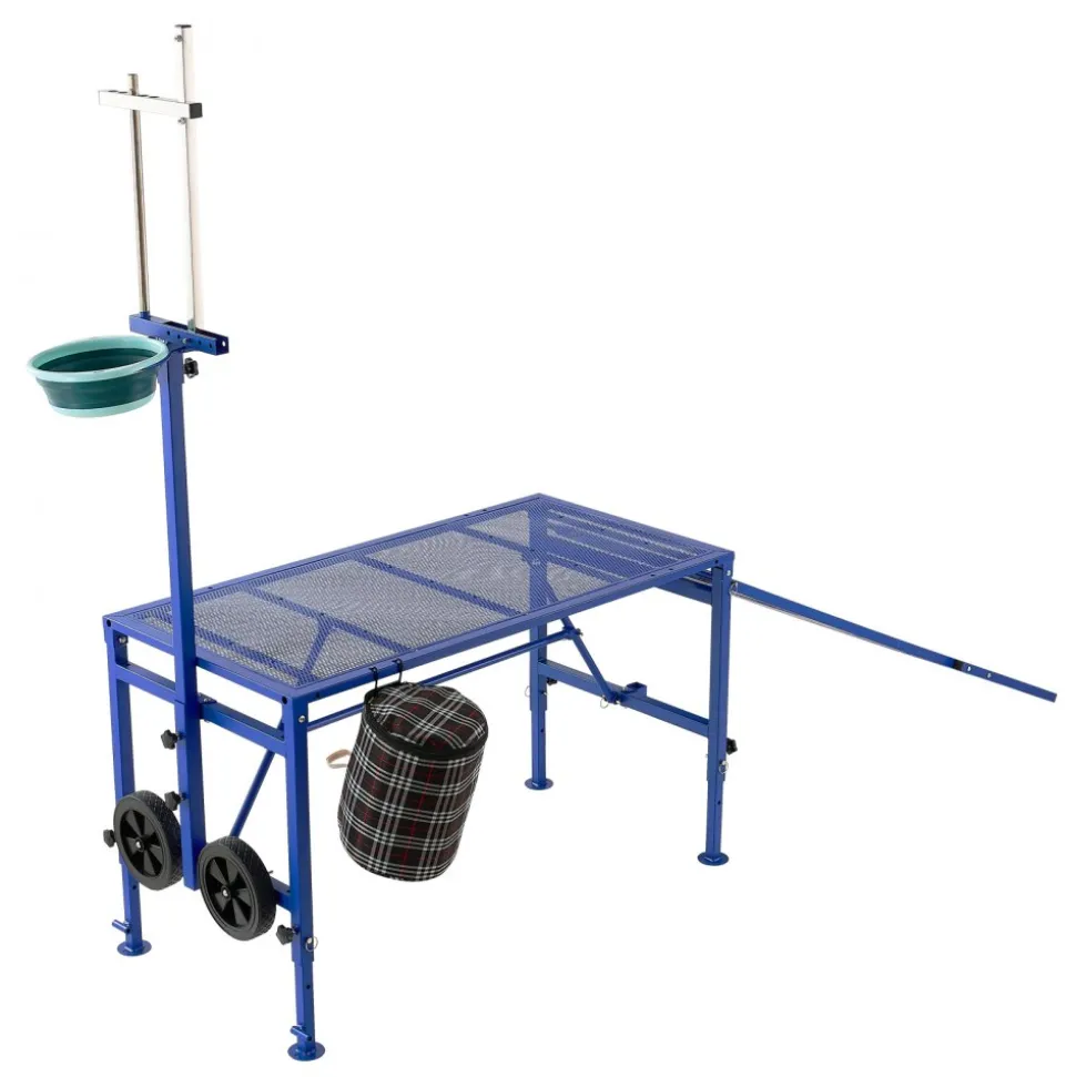 VEVOR Goat Milking Stand, 600 lbs Heavy Duty Foldable Goat Stand with Ramp, Feed Bin & Wheels, Adjustable Headpiece & Basket, Stanchion for Grooming & Hoof Trimming, Metal Livestock Platform for Sheep