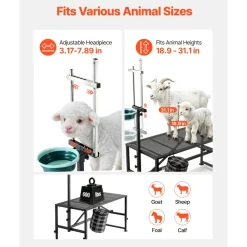 VEVOR Goat Milking Stand, 600 lbs Heavy Duty Goat Stand with Feed Bin, Adjustable Headpiece & Tool Basket, Stanchion for Grooming & Hoof Trimming, Metal Livestock Platform for Sheep, 47