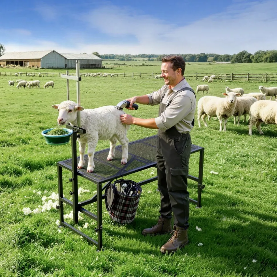 VEVOR Goat Milking Stand, 600 lbs Heavy Duty Goat Stand with Feed Bin, Adjustable Headpiece & Tool Basket, Stanchion for Grooming & Hoof Trimming, Metal Livestock Platform for Sheep, 51" x 23", Black