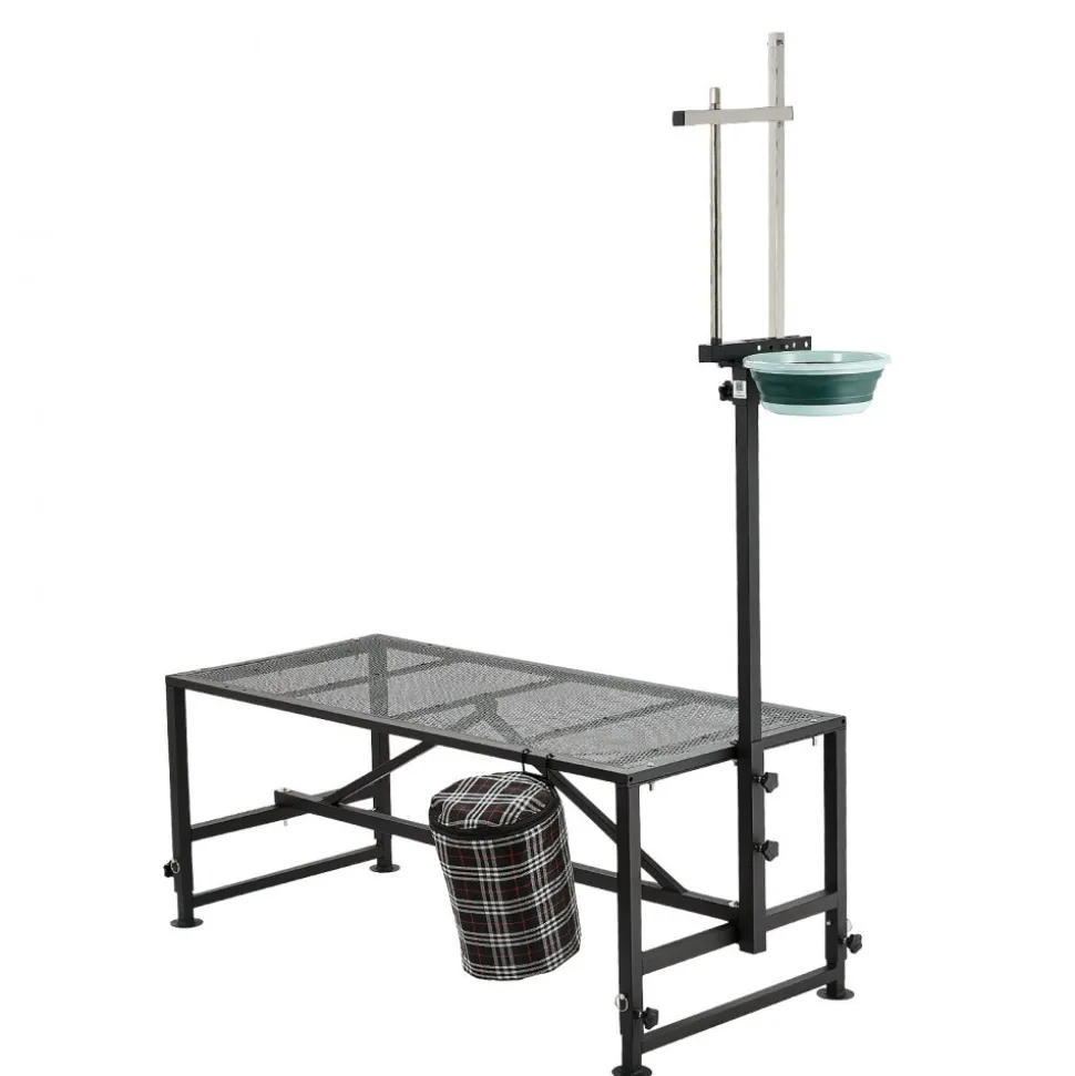 VEVOR Goat Milking Stand, 600 lbs Heavy Duty Goat Stand with Feed Bin, Adjustable Headpiece & Tool Basket, Stanchion for Grooming & Hoof Trimming, Metal Livestock Platform for Sheep, 51" x 23", Black