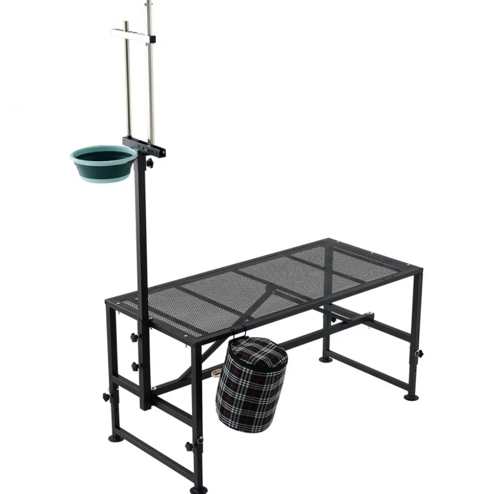 VEVOR Goat Milking Stand, 600 lbs Heavy Duty Goat Stand with Feed Bin, Adjustable Headpiece & Tool Basket, Stanchion for Grooming & Hoof Trimming, Metal Livestock Platform for Sheep, 51" x 23", Black