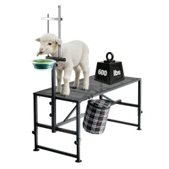 VEVOR Goat Milking Stand, 600 lbs Heavy Duty Goat Stand with Feed Bin, Adjustable Headpiece & Tool Basket, Stanchion for Grooming & Hoof Trimming, Metal Livestock Platform for Sheep, 51